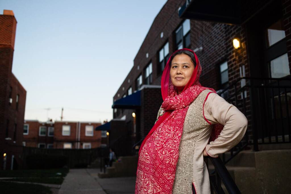 afghanfamily-resettled-19-scaled Najia outside their apartment complex in Philadelphia
