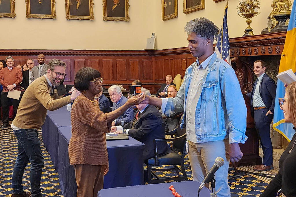 ballot-draw-mayor-race-t-macdonald-2023-03-15 Former Councilmember Marian Tasco draws number 2 ballot slot for mayoral candidate Cherelle Parker. (Tom MacDonald/WHYY)