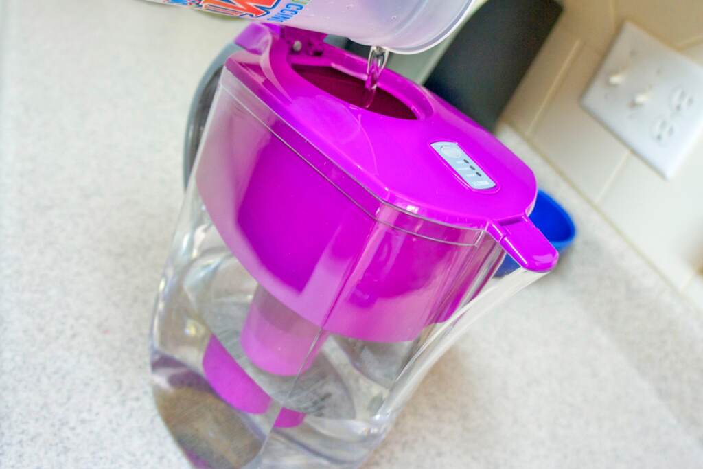 A Brita filter on a countertop.