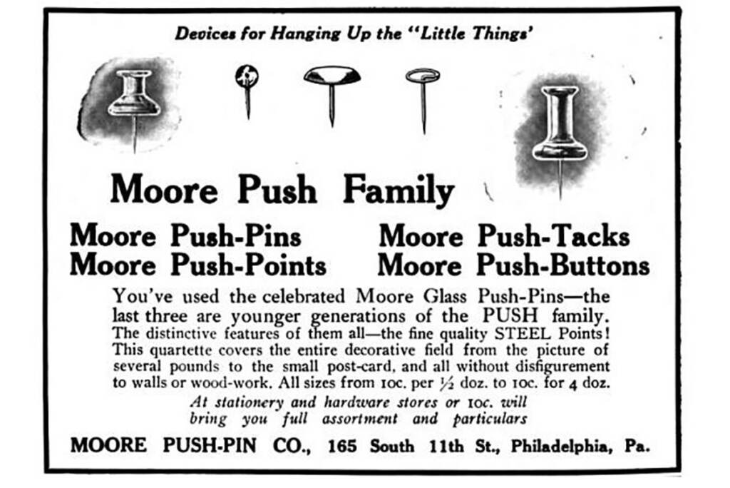 edwinmoore-pushpin-philadelphia Advertisement for Push Pins from the 1900's
