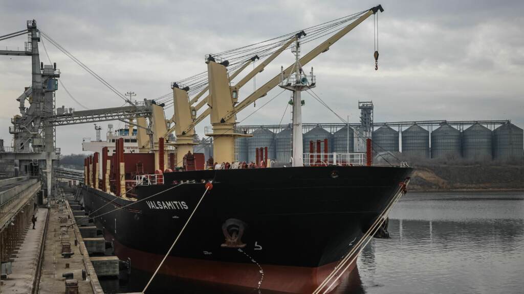 The U.N.-chartered vessel MV Valsamitis is loaded to deliver 25,000 tons of Ukrainian wheat to Kenya and 5,000 tons to Ethiopia. It is pictured at the Black Sea port of Chornomorsk in February. The U.N.-chartered vessel MV Valsamitis is loaded to deliver 25,000 tons of Ukrainian wheat to Kenya and 5,000 tons to Ethiopia. It is pictured at the Black Sea port of Chornomorsk in February.