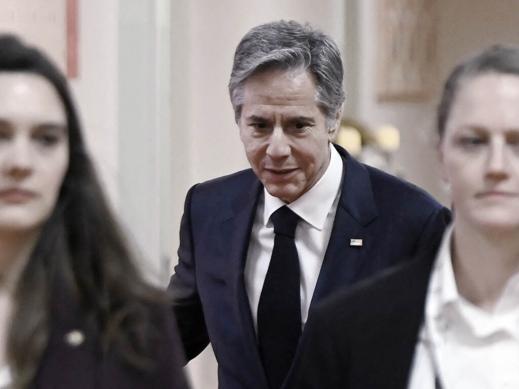 Secretary of State Antony Blinken walks to a meeting on the sidelines of the G-20 foreign ministers’ meeting in New Delhi on Thursday. Secretary of State Antony Blinken walks to a meeting on the sidelines of the G-20 foreign ministers' meeting in New Delhi on Thursday