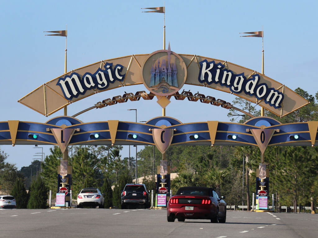 Walt Disney Co Reports Quarterly Earnings Amid Ongoing Feud With Florida Gov. DeSantis An entranceway to Walt Disney World pictured on Feb. 08 in Orlando, Florida. Disney quietly blocked a move by Florida Gov. Ron DeSantis to strip the company of its control over a special taxing district.