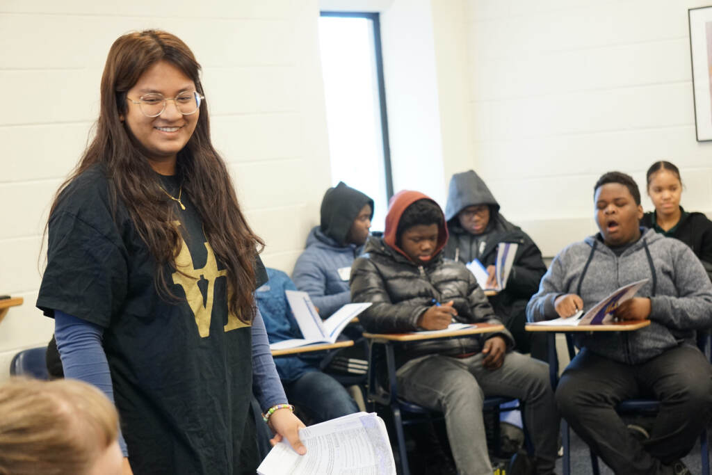 girls-high-safe-s-searles-2023-03-15-3 Girls High student Saidatul Zannat leads a breakout session during the S.A.F.E. Summit. (Sam Searles/WHYY)
