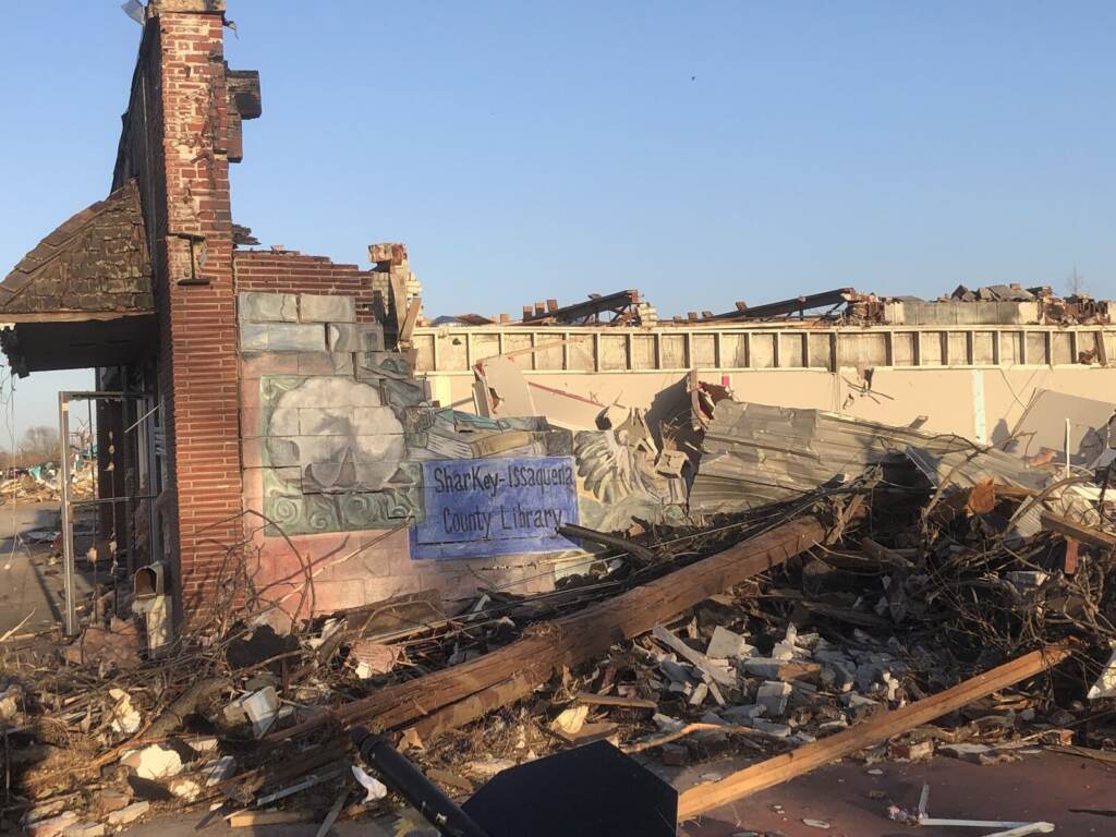Rolling Fork's library was badly damaged by the storm