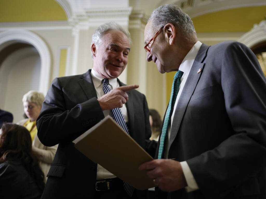 Senators Meet For Their Policy Luncheons On Capitol Hill 2 Senators talking to each other