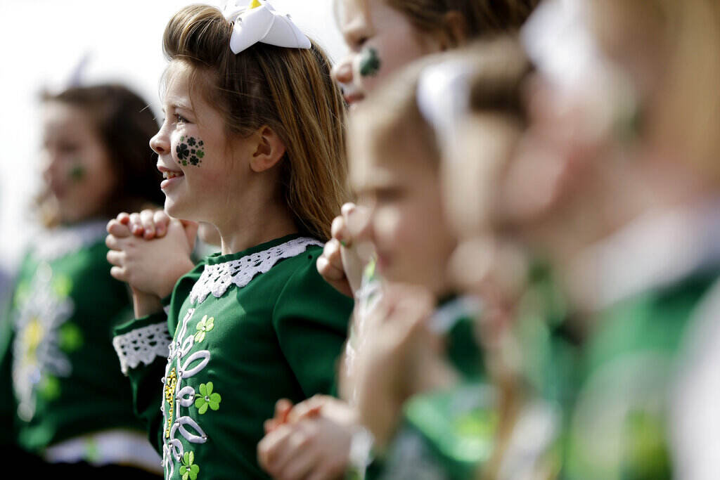 St Patricks Day Philadelphia A close-up of children performing, wearing all green for St. Patrick's Day.