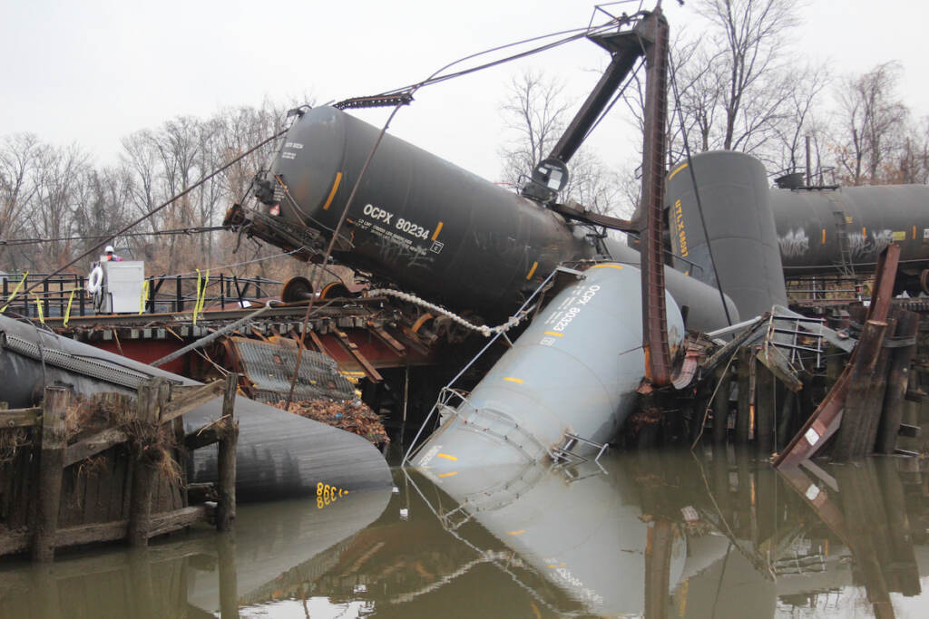 03 21 2023 from fire department archive-2 A train derailed in Paulsboro, N.J., at the Jefferson Street Bridge on Nov. 30, 2012