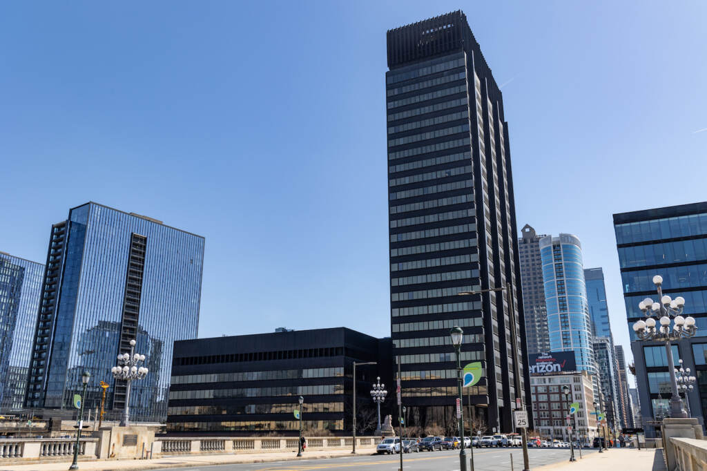 Center City, Philadelphia. (Kimberly Paynter/WHYY) Several office buildings in Philly.