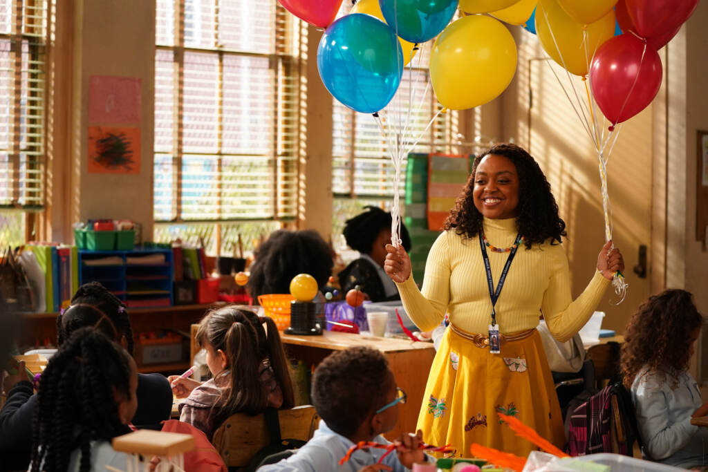 Quinta Brunson plays Janine, Abbott Elementary’s plucky protagonist who will stop at nothing to get her students what they need. Brunson, a Philadelphia native, is also the show’s creator. Quinta Brunson in her classroom on the show 'Abbott Elementary.'