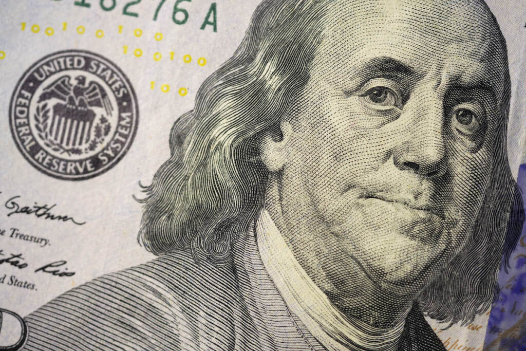 Financial Wellness Tax Refunds The likeness of Benjamin Franklin is seen on a U.S. $100 bill, Wednesday, Feb. 22, 2023, in Marple Township