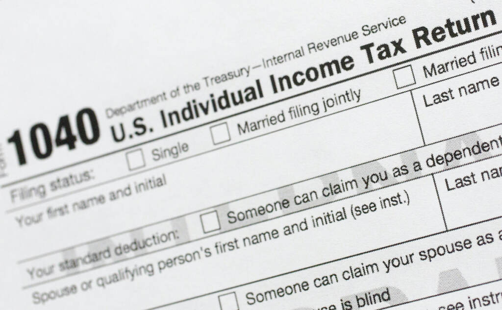 IRS Free Filing A portion of the 1040 U.S. Individual Income Tax Return form is shown
