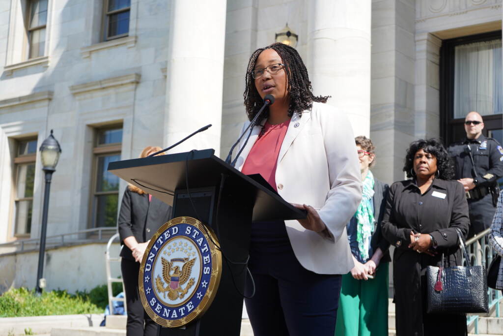 Dr. Monica Taylor, chair of Delaware County Council, believes this project to be an answer to the crisis of maternal health disparities Dr. Monica Taylor, chair of Delaware County Council, believes this project to be an answer to the crisis of maternal health disparities. (Kenny Cooper/WHYY)