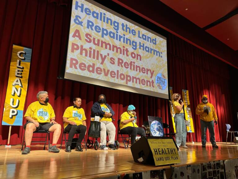 A panel of South Philly residents and activists kick off a day-long summit on the redevelopment of the former PES refinery