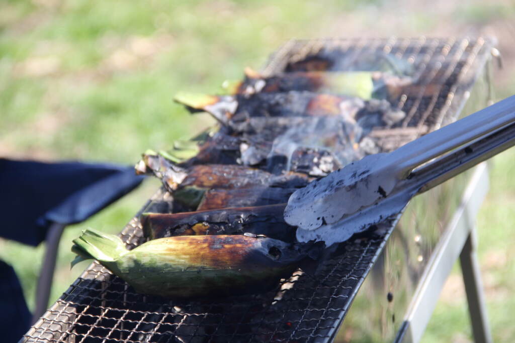 IMG_7628 Ears of corn cook on the grill at the Southeast Asian Market