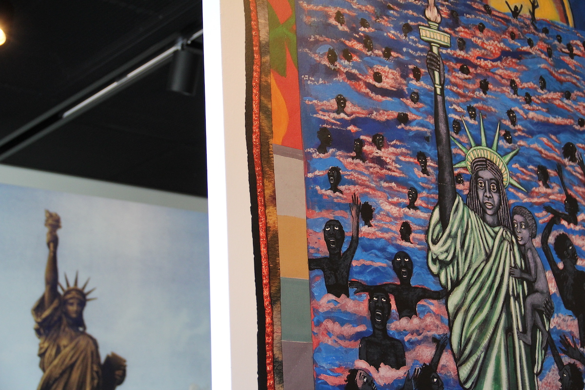 Works are often juxtaposed to art pieces highlighting the struggles of the past, mirroring the cycles of prejudices rampant throughout history