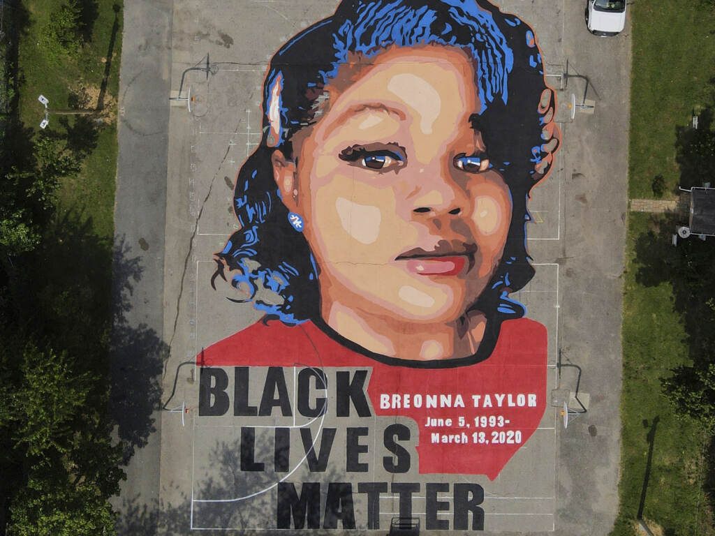 A ground mural depicting a portrait of Breonna Taylor is seen at Chambers Park in Annapolis, Md., on July 6, 2020. A ground mural depicting a portrait of Breonna Taylor is seen at Chambers Park in Annapolis, Md., on July 6, 2020. (Julio Cortez/AP)