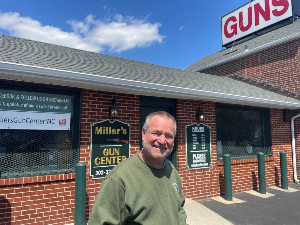 delaware-handgun-permit-law-1 Bob Mineo poses outside of Miller's Gun Center.