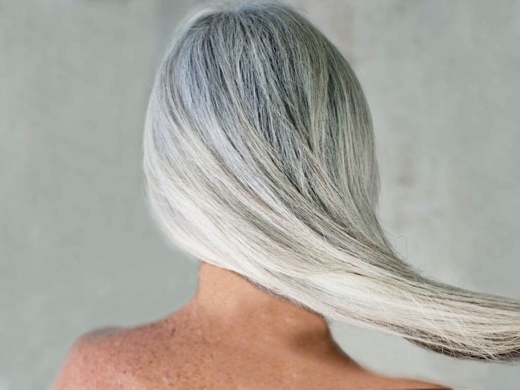 Woman with grey hair Woman with grey hair