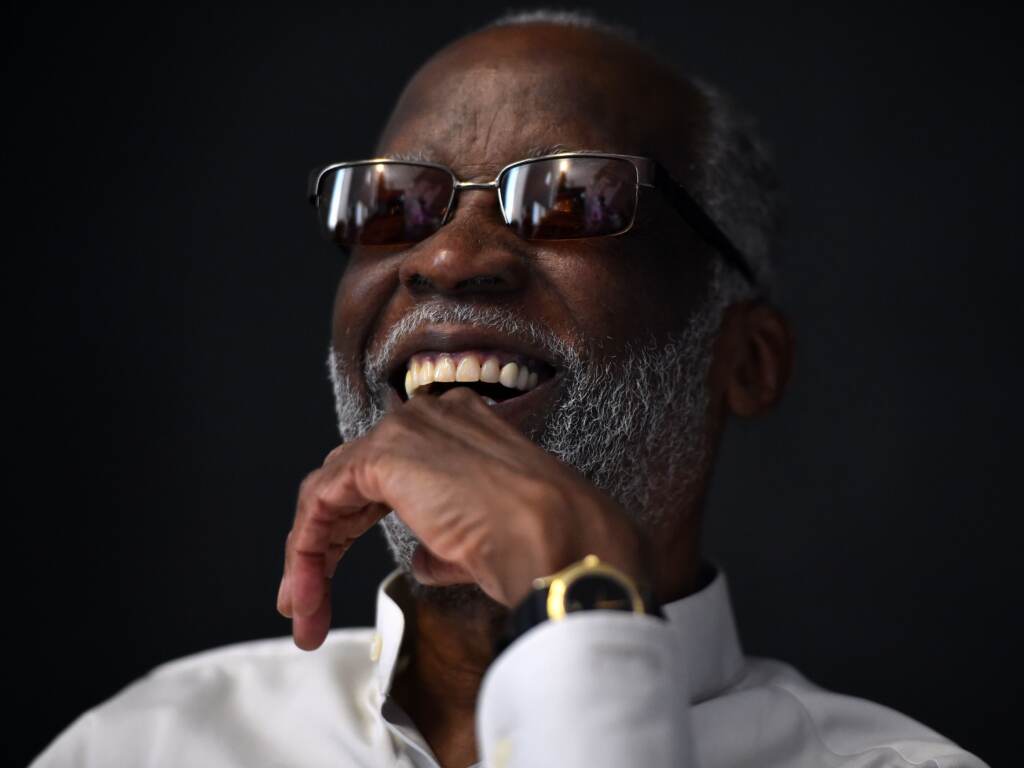 Ahmad Jamal, pictured in 2016. Closeup of Ahmad Jamal laughing