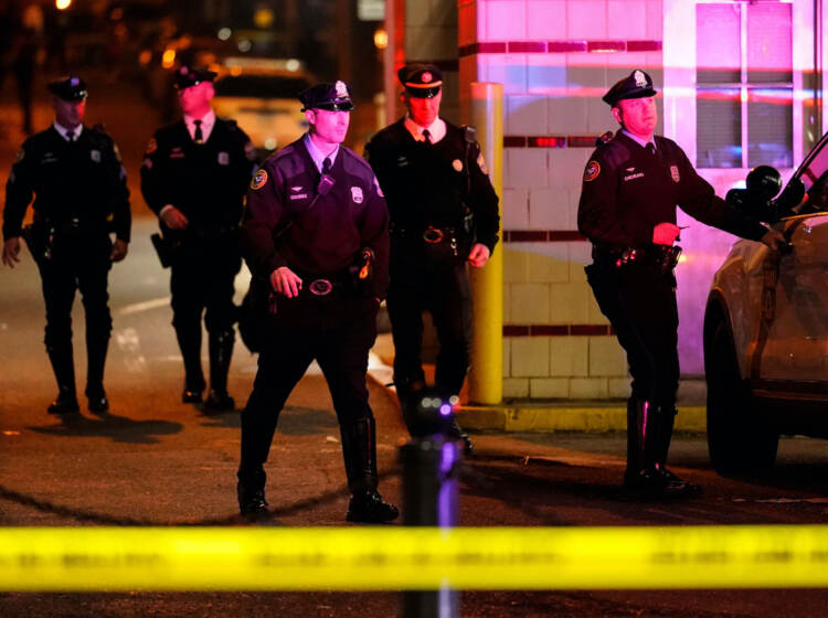 Police at a crime scene.