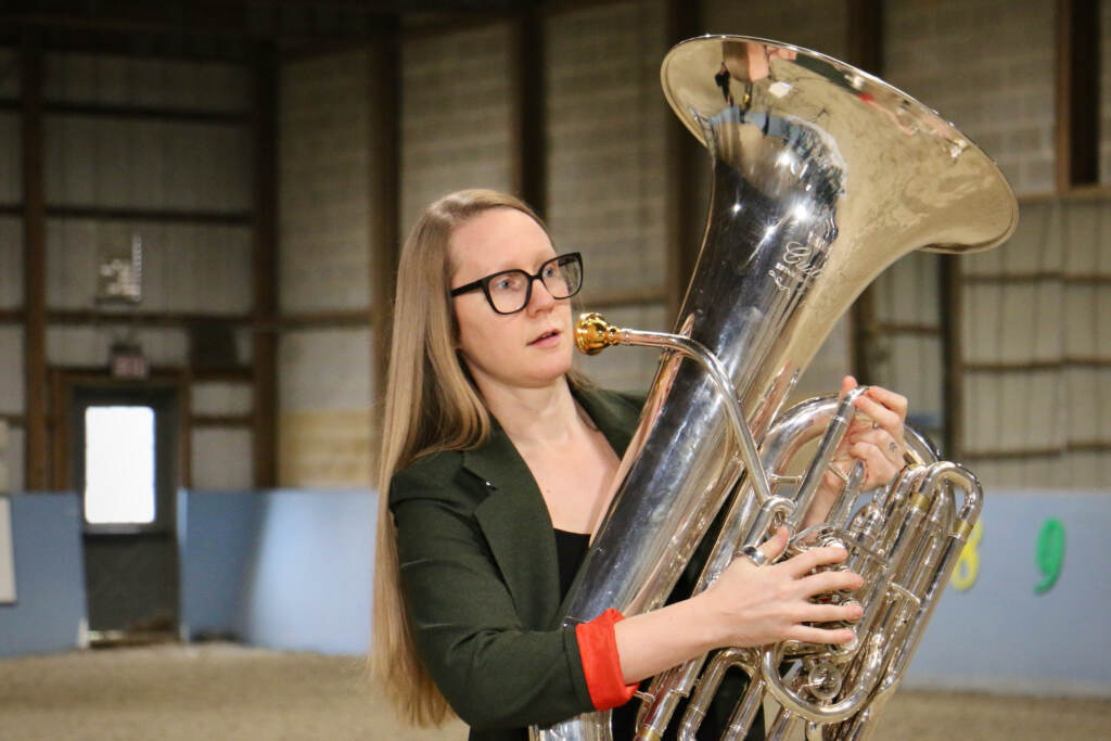 Carol Jantsch plays the tuba.