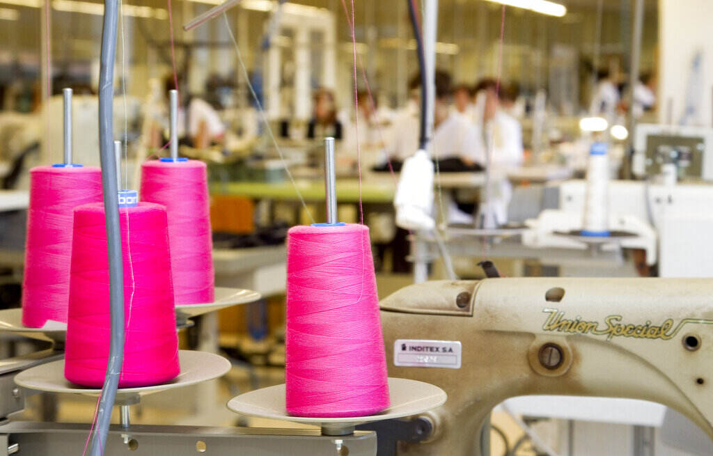 Fashion Sustainability- Issues This file photo shows the production department at fashion giant Inditex's headquarters where Zara fashion garments are designed in La Coruna, Spain. Inditex, the retail giant that owns Zara, H&M and many other brands, wants all its clothes to be made from sustainable or recycled fabrics by 2025. (AP Photo/Jesus Sancho, File)