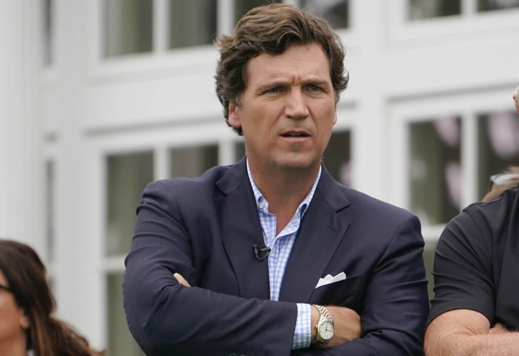 Tucker Carlson Tucker Carlson attends the final round of the Bedminster Invitational LIV Golf tournament in Bedminster, N.J.