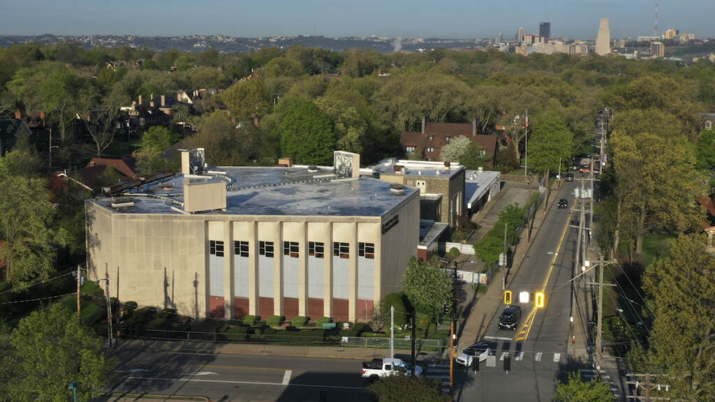Pittsburgh Synagogue Shooting File photo: The Tree of Life Synagogue, lower left, stands in the Squirrel Hill neighborhood of Pittsburgh on Thursday, April 19, 2023. The federal jury trial of the suspect in the nation's deadliest antisemitic attack is scheduled to get underway Tuesday morning, four and a half years after the shooting deaths of 11 worshipers at a Pittsburgh synagogue.