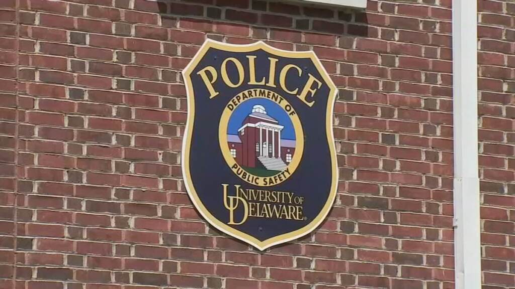 Mzgb66Og A sign reads Police Department of University of Delaware