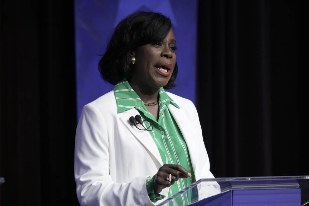 Cherelle Parker takes part in a Democratic primary debate