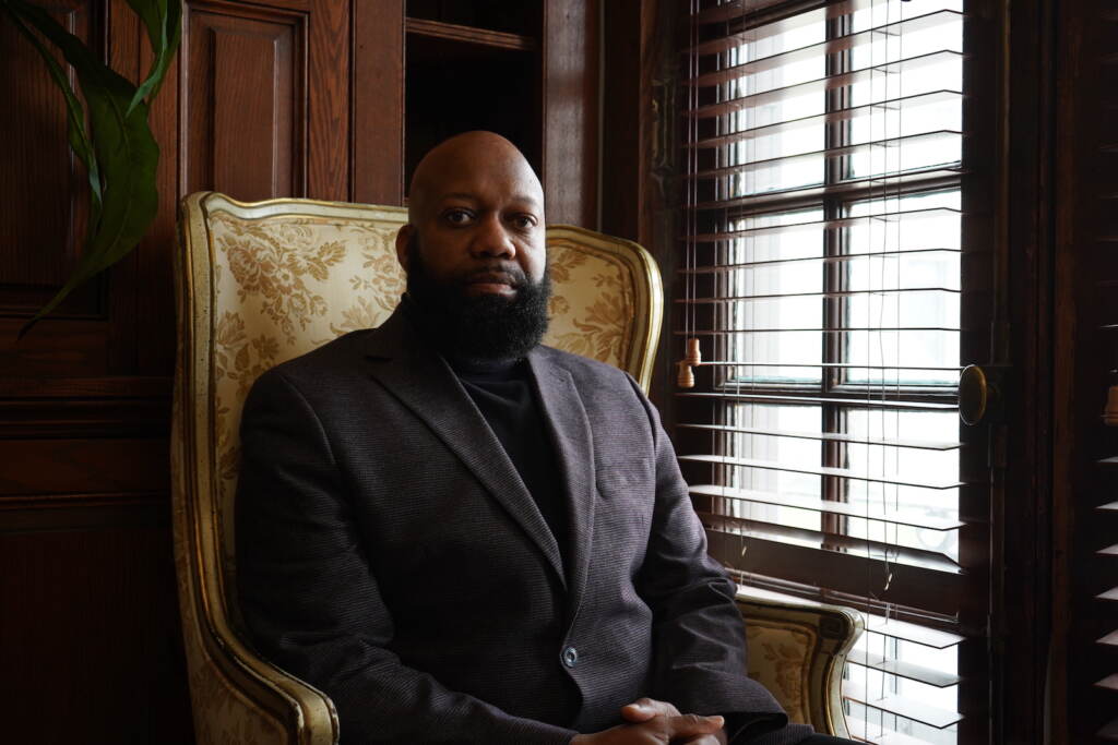 ed-brown-upper-darby-KC-051723 Ed Brown poses for a photo while sitting in a chair