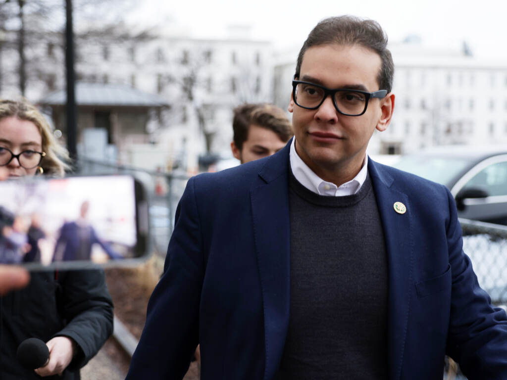 U.S. Rep. George Santos leaves the Capitol Hill Club as members of the press follow him on Jan. 31 in Washington, D.C., amid ongoing investigations into his finances, campaign spending and false statements on the campaign trail. U.S. Rep. George Santos leaves the Capitol Hill Club as members of the press follow him on Jan. 31 in Washington, D.C., amid ongoing investigations into his finances, campaign spending and false statements on the campaign trail.