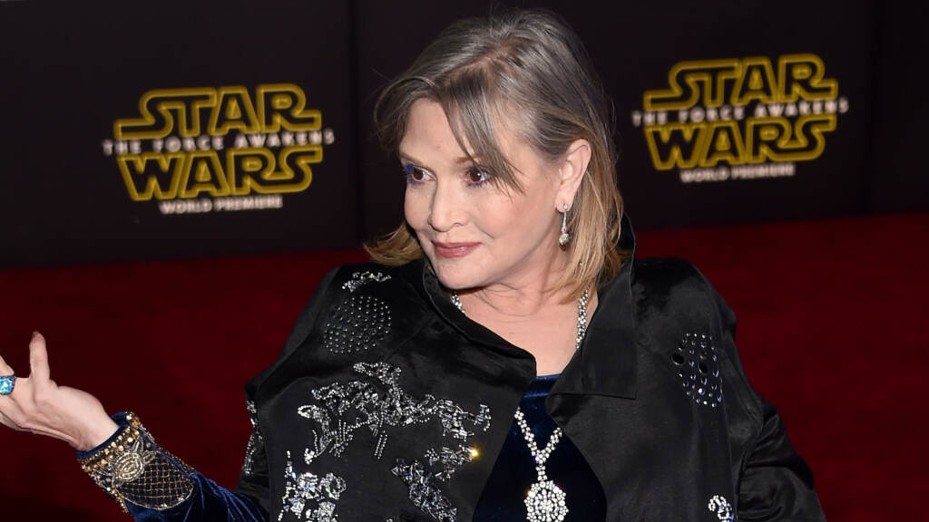 Actress Carrie Fisher attends the premiere of Star Wars: The Force Awakens at the Dolby Theatre in Hollywood on Dec. 14, 2015. The late actress is being honored with a star on the Hollywood Walk of Fame on Thursday. Actress Carrie Fisher attends the premiere of Star Wars: The Force Awakens at the Dolby Theatre in Hollywood on Dec. 14, 2015. The late actress is being honored with a star on the Hollywood Walk of Fame on Thursday.