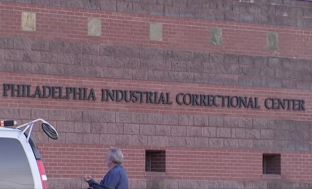 philadelphia-industrial-correctional-center-6abc A sign for the prison on the outside of the building.