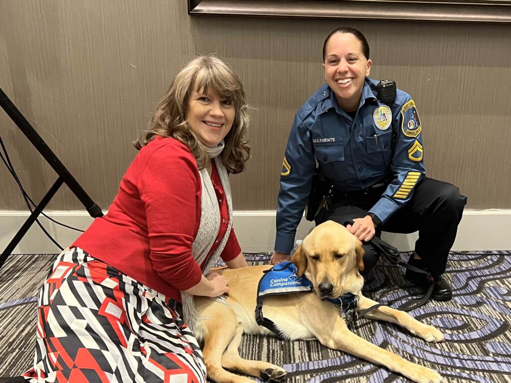 ranji and vinn and officer Family Court Judge Jennifer Ranji (left) with Capitol Police officer Donna DiClemente and Vinn, the 2-year-old lab mix that the judge uses when interviewing children in custody or other cases to make them less nervous