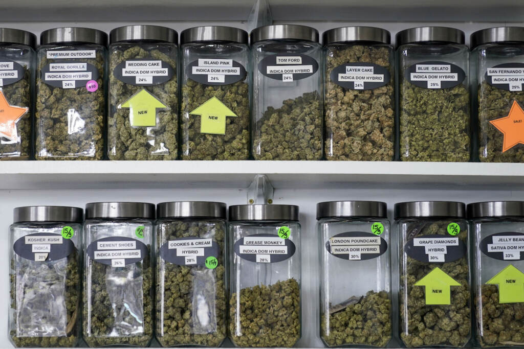 New York Marijuana Licenses Marijuana products are displayed at the Good Leaf Dispensary