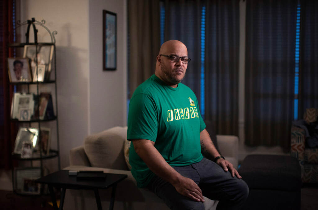Tacuma Jackson, pictured at home in Gresham, Ore., on April 20, was 26 when he was convicted by a non-unanimous jury of robbery, kidnapping and burglary
