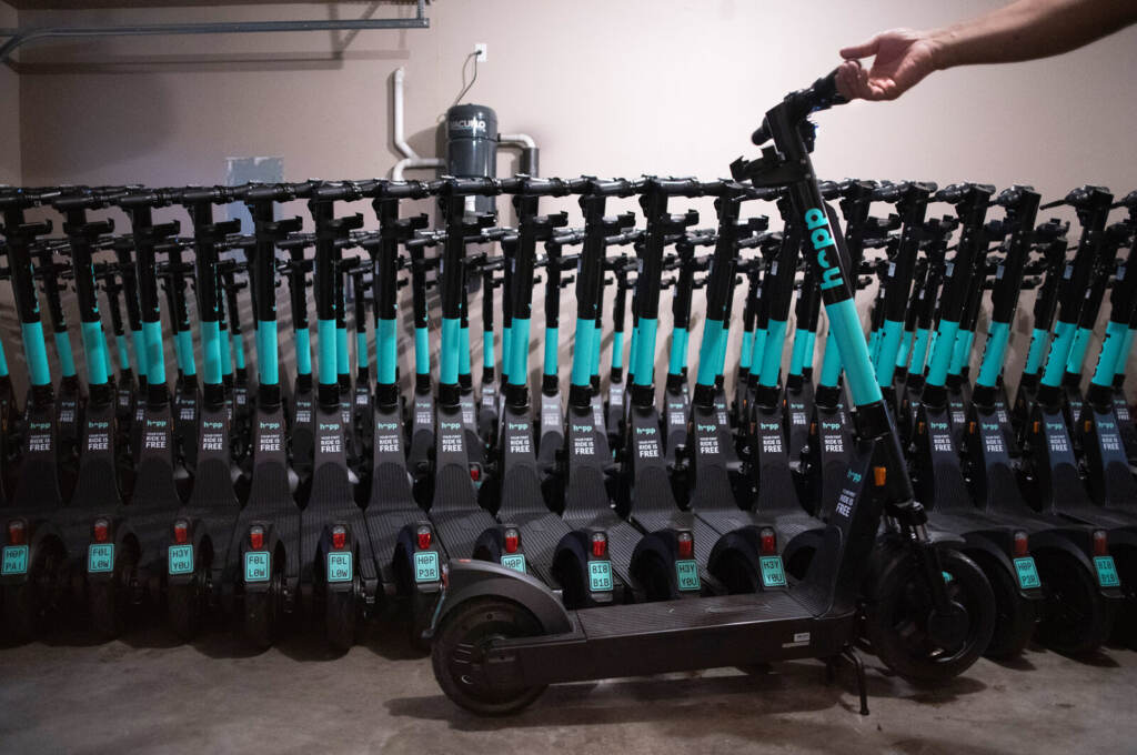 Tacuma Jackson of Gresham, Ore., purchased an electric scooter franchise that he's planning to launch within a couple of months. He hopes to grow the business to employ other adults who are transitioning out of prison. Beth Nakamura for NPR