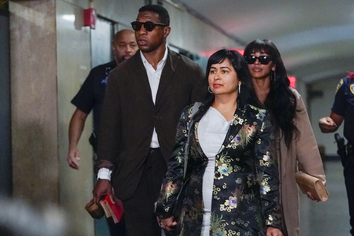 Jonathan Majors, Meagan Good arrive at court hearing