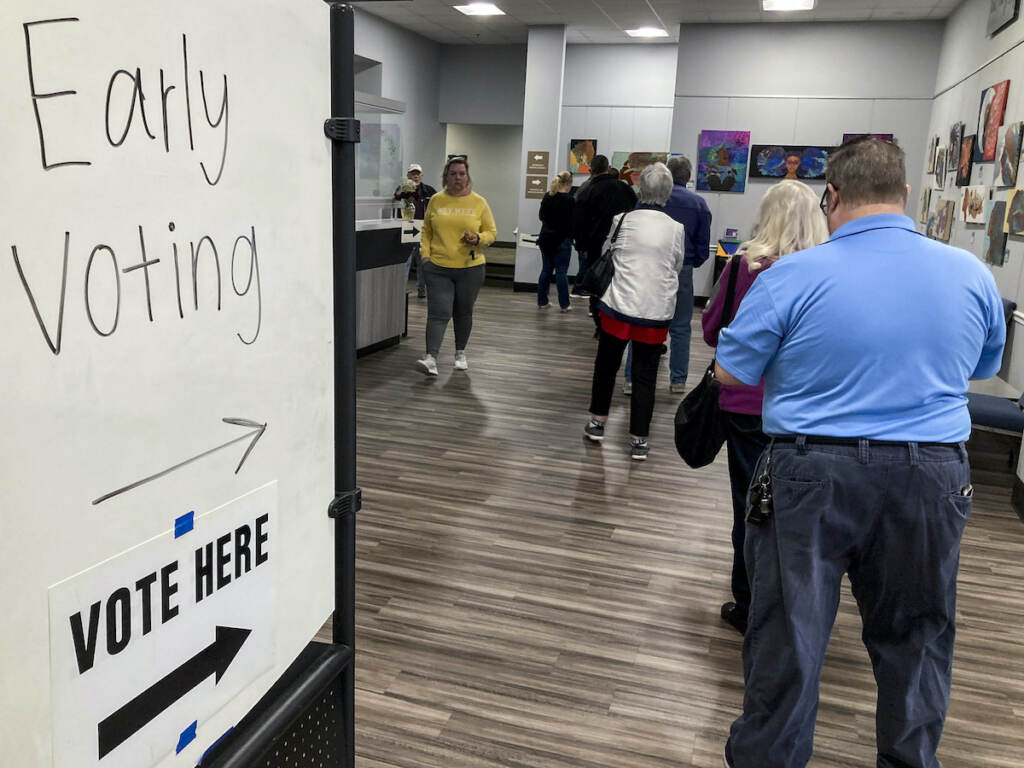 Election 2024 GOP Early Voting People wait in line to early vote for the U.S.