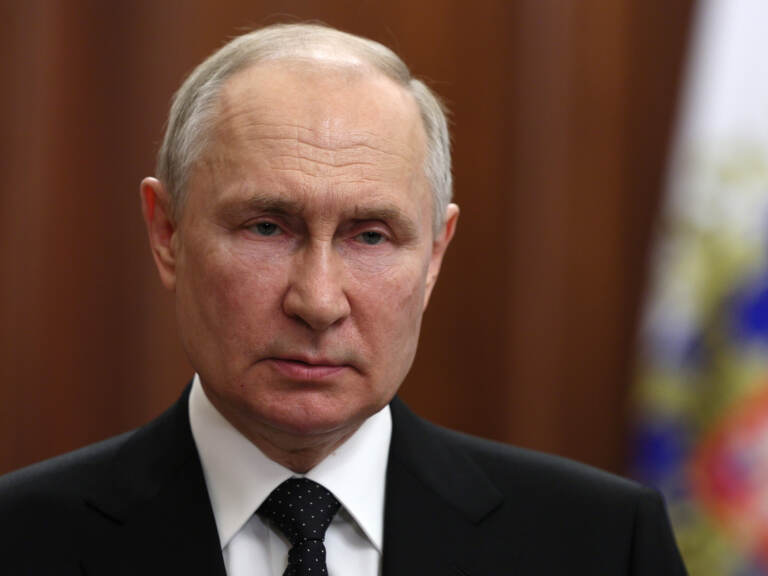 Russian President Vladimir Putin addresses the nation after Yevgeny Prigozhin, the owner of the Wagner Group military company, called for armed rebellion and reached the southern city of Rostov-on-Don with his troops, in Moscow