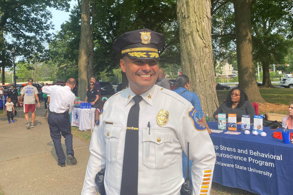 Chief Campos smiling while at the resource fair