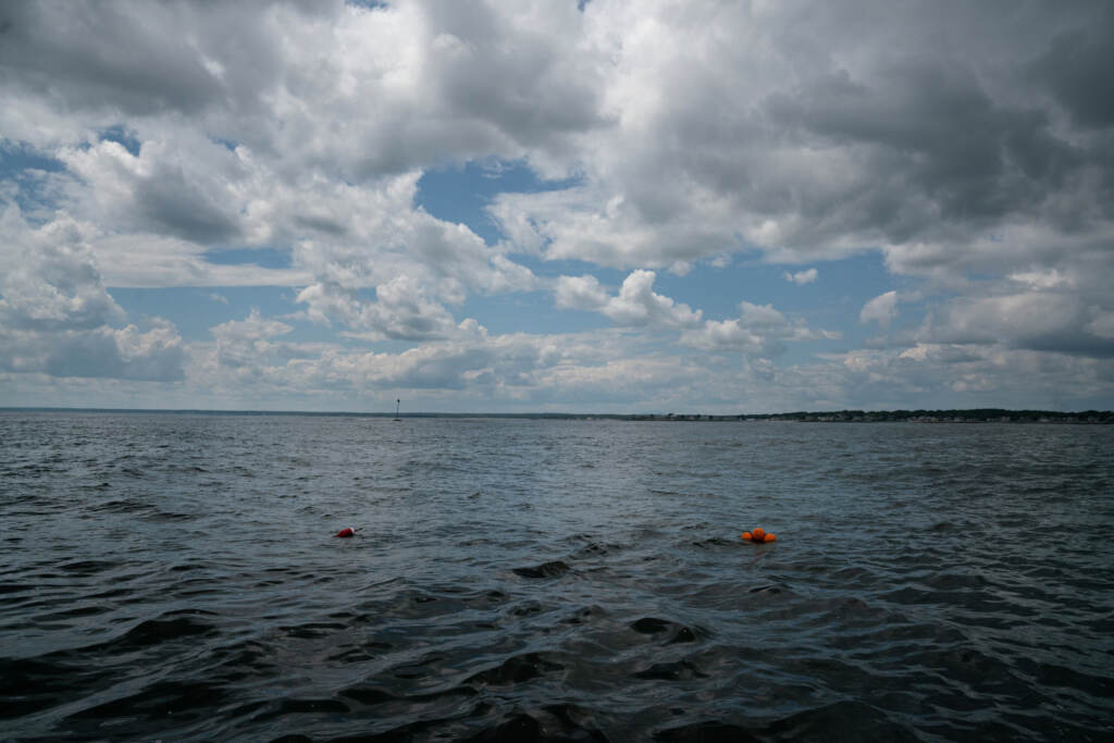 With ropeless technology, orange markers rise to the surface of the water at the traps once they are triggered remotely