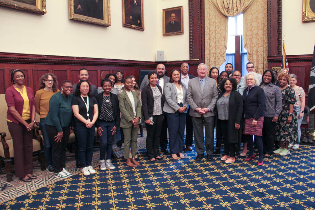 equity-city-hall-c-sharber-2023-06-22-1 Mayor Kenney posing for a group photo with other city leaders.