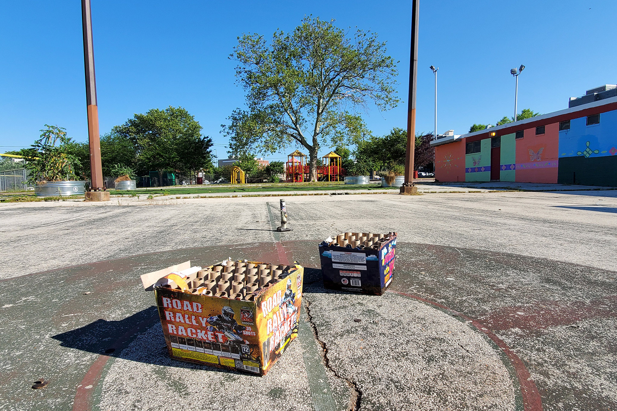 fireworks-francisville-june2020-03 Fireworks in Francisville Playground, likely not used legally