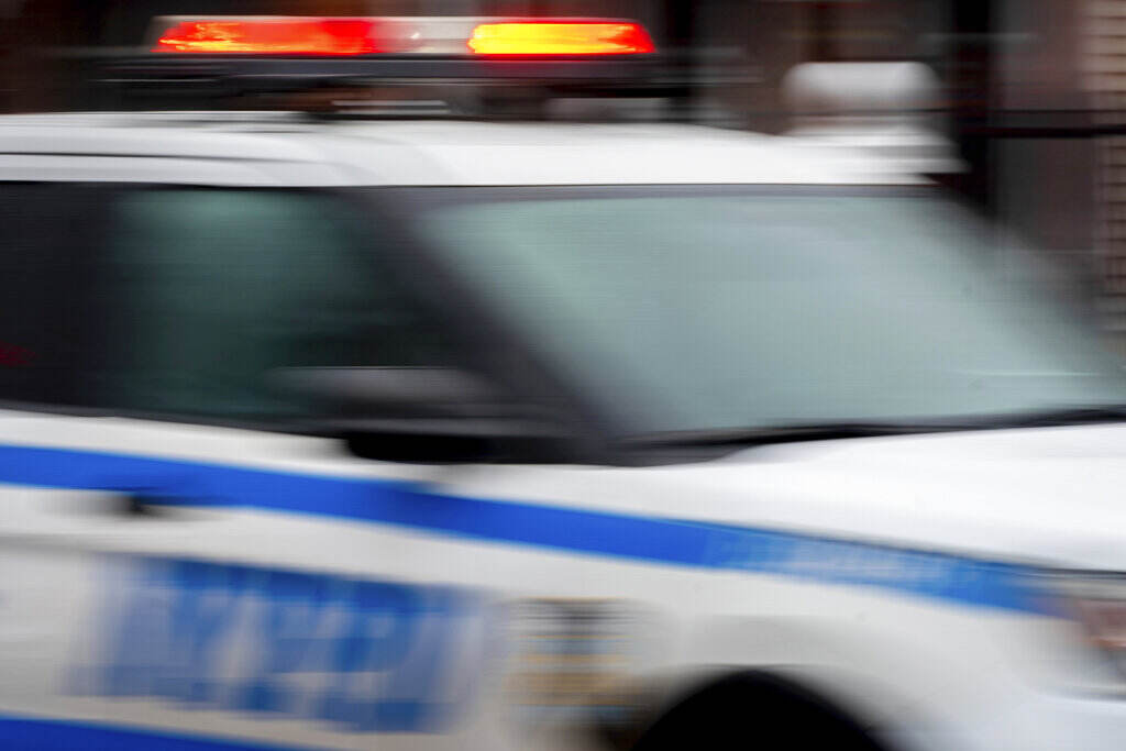 Police-Accountability NYPD Stops A blurred image of an NYPD police car in motion.