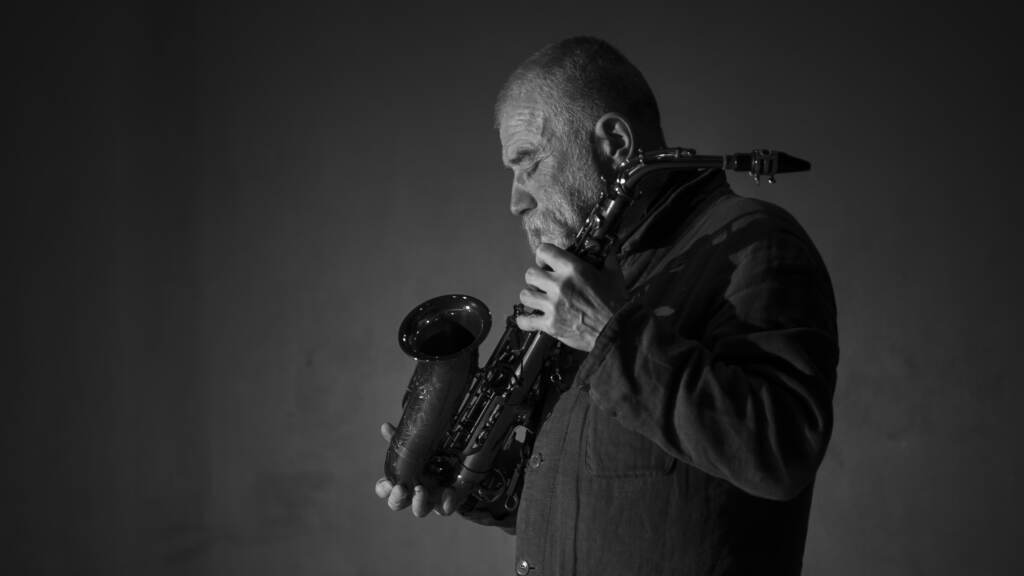 Peter Brötzmann, photographer in Buffalo, N.Y., in 2010. Peter Brötzmann with his saxophpone