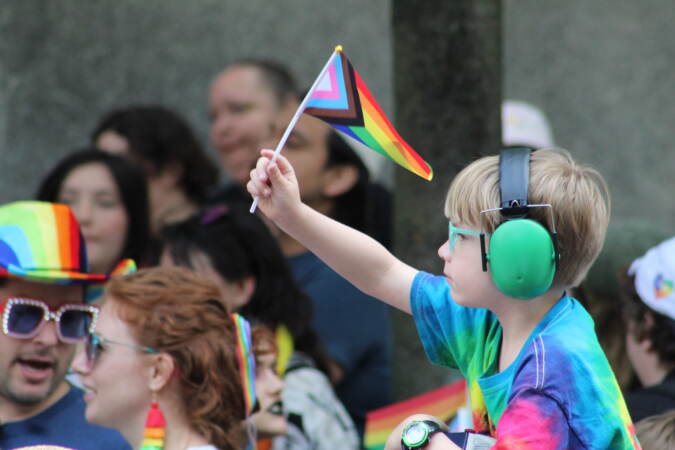 Scene of the crowd at Philly Pride festival.