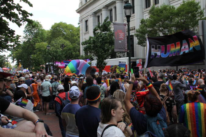 Scene of the crowd at Philly Pride festival.